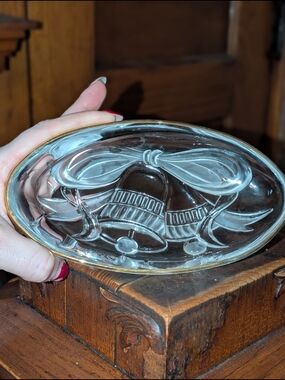 Gold-Trim Glass Bell Decorative Dish - Home Art